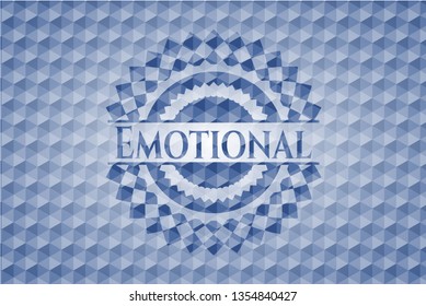 Emotional blue polygonal emblem.
