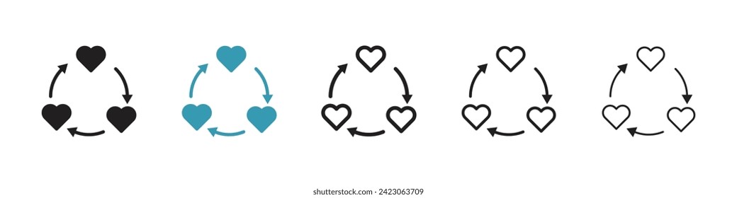 Emotional Bond Vector Icon Set. Love Connection vector symbol for UI design.