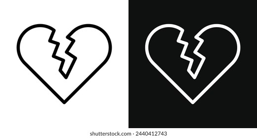 Emotional Broken Heart and Pain Icons. Symbolizing Relationship End and Heartache