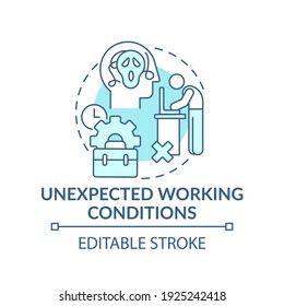 Emotional burden concept icon. Unexpected working conditions idea thin line illustration. Work hate and responsibilities. Vector isolated outline RGB color drawing. Editable stroke