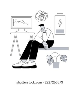 Emotional burnout abstract concept vector illustration. Psychological breakdown, burnout, emotional overload, psychologist consultation, mental health, stress and anxiety abstract metaphor.
