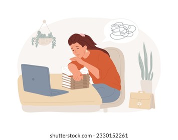 Emotional burnout isolated concept vector illustration. Psychological breakdown, burnout, emotional overload, psychologist consultation, mental health, stress and anxiety vector concept.