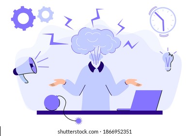 Emotional Burnout Man's Head Exploding Under Anxiety Pressure Social Demands And Work Life Balance Problems How To Relieve Stress Acute Stress Disorder Work Related Stress Concept Vector Illustration