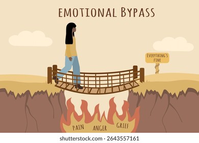 Emotional Bypass Concept – Black Woman Ignoring Inner Pain