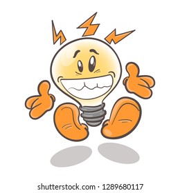 Emotional character cartoon lightbulb. Energy.On white background