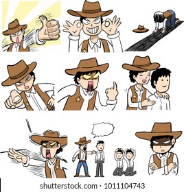 Emotional character cowboy vector