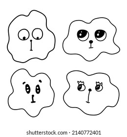 Emotional Character Set. Animal Face. Dear Animal. Black Stroke. Doodle Style.