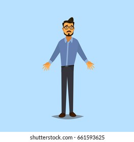 Emotional character. Character for your project. Vector illustration in flat style.