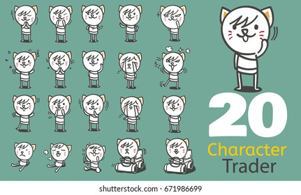 Emotional characters who have a sense of being a merchant by bringing a cat to the mascot used.