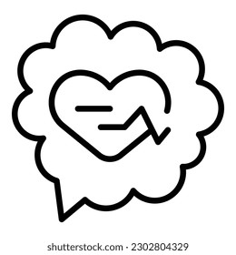 Vector de contorno de icono de chat emocional. Cerebro mental. Salud mental
