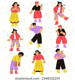 Emotional Children Expressing Different Emotions Vector Set