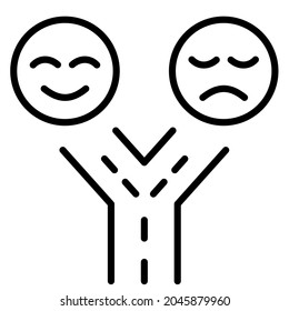 decisión de elección emocional icono aislado único con estilo de contorno