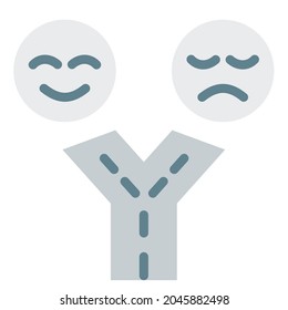 decisión de elección emocional icono aislado único con estilo plano