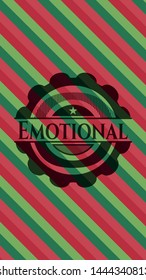 Emotional christmas colors style badge. Vector Illustration. Detailed.