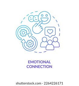 Emotional connection blue gradient concept icon. Customer care. Way to develop brand longevity abstract idea thin line illustration. Isolated outline drawing. Myriad Pro-Bold font used