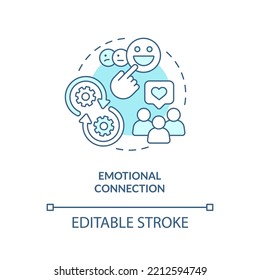 Emotional Connection Turquoise Concept Icon. Way To Develop Brand Longevity Abstract Idea Thin Line Illustration. Isolated Outline Drawing. Editable Stroke. Arial, Myriad Pro-Bold Fonts Used