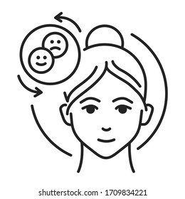 Emotional control black line icon. Ability to respond to the ongoing demands of experience with the range of emotions. Pictogram for web page, mobile app, promo. Editable stroke.