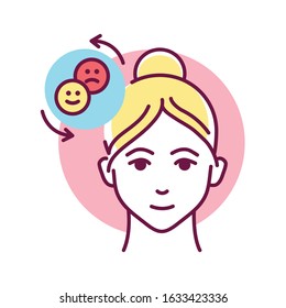 Emotional control color line icon. Ability to respond to the ongoing demands of experience with the range of emotions. Pictogram for web page, mobile app, promo. Editable stroke