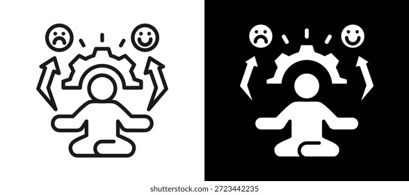Icono de control emocional Ilustración vectorial negro blanco