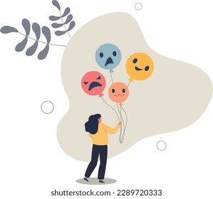 Emotional control and self regulation, stressed management or mental health awareness, feeling and expression concept.flat vector illustration.