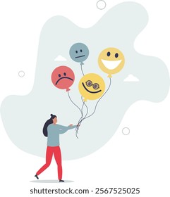 Emotional control and self regulation, stressed management or mental health awareness,flat characters.