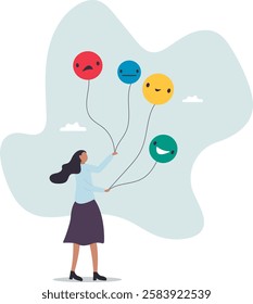 Emotional control and self regulation, stressed management or mental health awareness, feeling and expression.business concept.flat character.