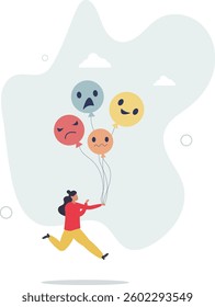 Emotional control and self regulation, stressed management or mental health awareness, feeling and expression concept.flat character life .