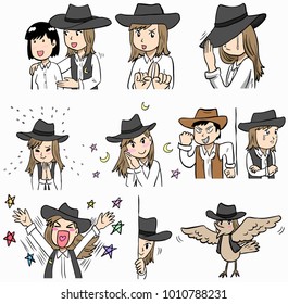 Emotional cowgirl character vector