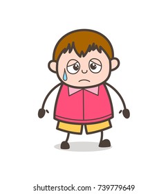 Emotional Crying Face - Cute Cartoon Fat Kid Illustration