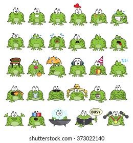 Emotional cute frogs Cartoon character - vector set