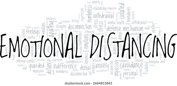 Emotional Distancing word cloud conceptual design isolated on white background.