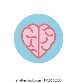 Emotional education icon. Symbol of a heart-shaped brain.