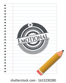 Emotional emblem drawn in pencil. Vector Illustration. Detailed.