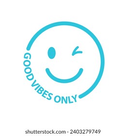 Emotional emoticon icon good vibes only, from blue icon set.