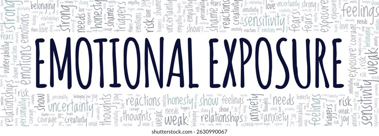 Emotional Exposure word cloud conceptual design isolated on white background.