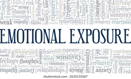 Emotional Exposure word cloud conceptual design isolated on white background.