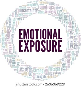 Emotional Exposure word cloud conceptual design isolated on white background.