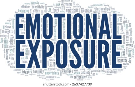 Emotional Exposure word cloud conceptual design isolated on white background.