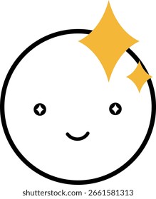 Icono de cara de expresión emocional, brillante, con líneas principales, Ilustración vectorial