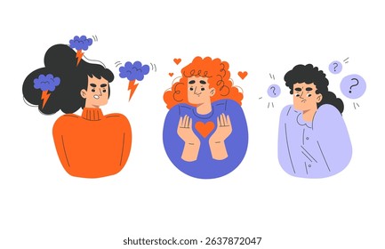 Emotional Expressions of Women Exploring the Depths of Love, Confusion, and Anger in Life