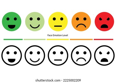 Emotional face color icon set vector,Icons character face happy to sad