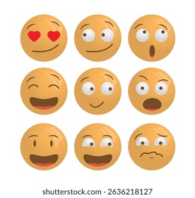 Emotional face emoji icons in different moods