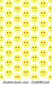 Emotional faces fall in love. Shy.In the picture consists of The face fell madly in love. with a yellow and pink background