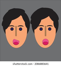 Caras emocionales. Cara feliz y cara sorprendida. 