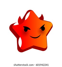 Emotional faces star anger tricky devil smiles. Vector illustration smile icon. Face emoji red icon. Smile cute funny emotion face isolated background. Feelings, expression for message, sms.
