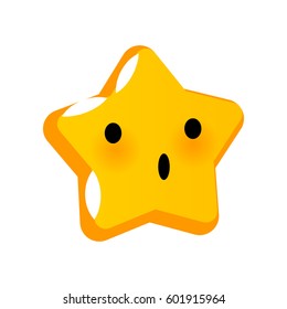 Emotional faces star surprise smiles. Vector illustration smile icon. Face emoji yellow icon. Smile cute funny emotion face isolated background. Feelings, expression for message, sms.