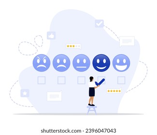 Emotional feedback concept illustration. Suitable for landing page, ui, web, App intro card, editorial, flyer, and banner.