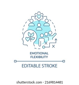 Emotional flexibility turquoise concept icon. Reaction to stress. Flexibility type abstract idea thin line illustration. Isolated outline drawing. Editable stroke. Arial, Myriad Pro-Bold fonts used