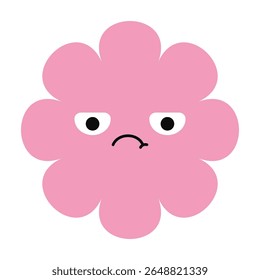 Emotional flower illustration with sad face and soft hues. Stylized bloom designed with expressive simplicity.