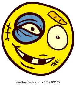 Emotional funny smiley. Done in comic doodle style.